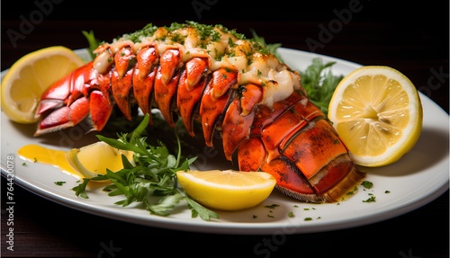 Lobster Thermidor, lobster drizzled with a rich sauce, stuffed back into the shells, sprinkled with Parmesan