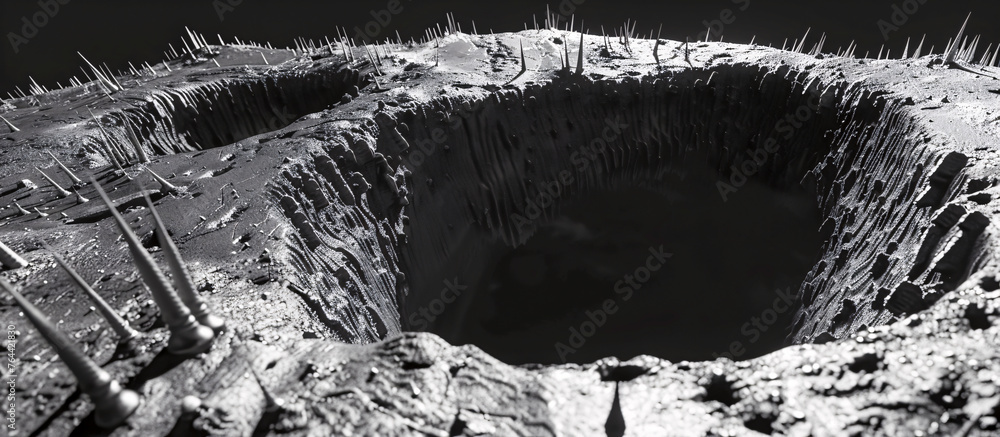 Fototapeta premium Miniature Crater Landscape, Textured Asteroid Surface for Sci-Fi Scenes