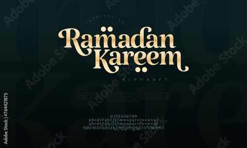 Ramadan premium luxury arabic alphabet letters and numbers. Elegant islamic  typography ramadan wedding serif font decorative vintage. Creative vector illustration