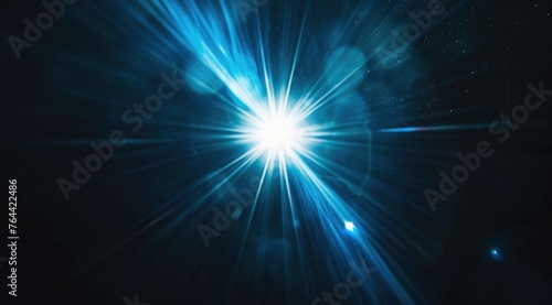 Luminescent star flare in space - Spectacular representation of a star flare emitting luminous beams in the vastness of space