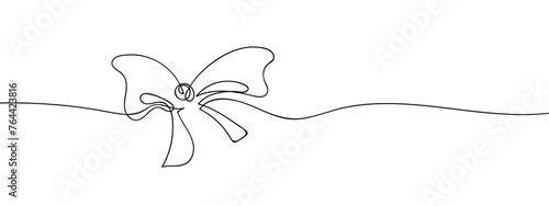 Bow, Ribbon Bow, line art style vector with transparent background.