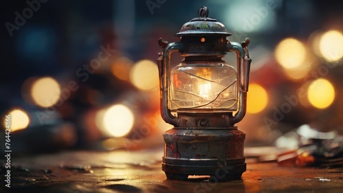 old lantern on the street photo