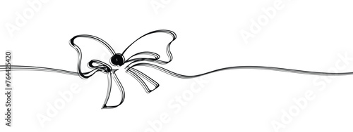 Bow, Ribbon Bow, line art style vector with transparent background. photo