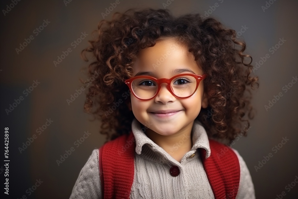 Portrait of a cute african american little boy wearing glasses
