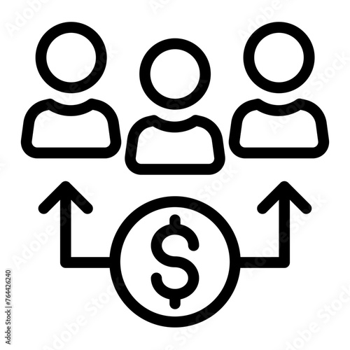 This is the Dividend icon from the investment icon collection with an Outline style