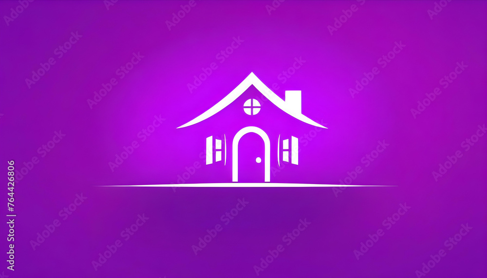 Naklejka premium A minimalist purple house icon logo