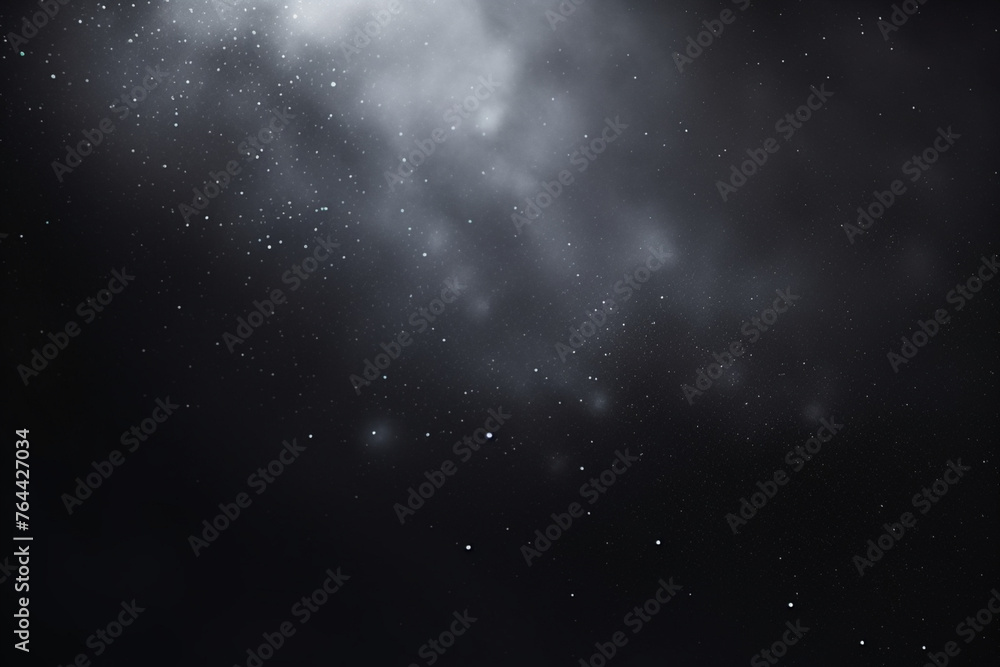 dust flies against the background of a beam of light, isolated black background with copy space - obrazy, fototapety, plakaty 