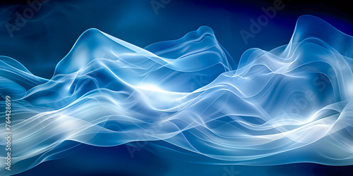 Modern abstract wave design with blue curves, embodying futuristic motion and digital art © Jannat