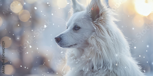 portrait of an American Spitz, white fur, generative AI © VALUEINVESTOR