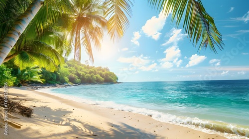 beach view with palm tree