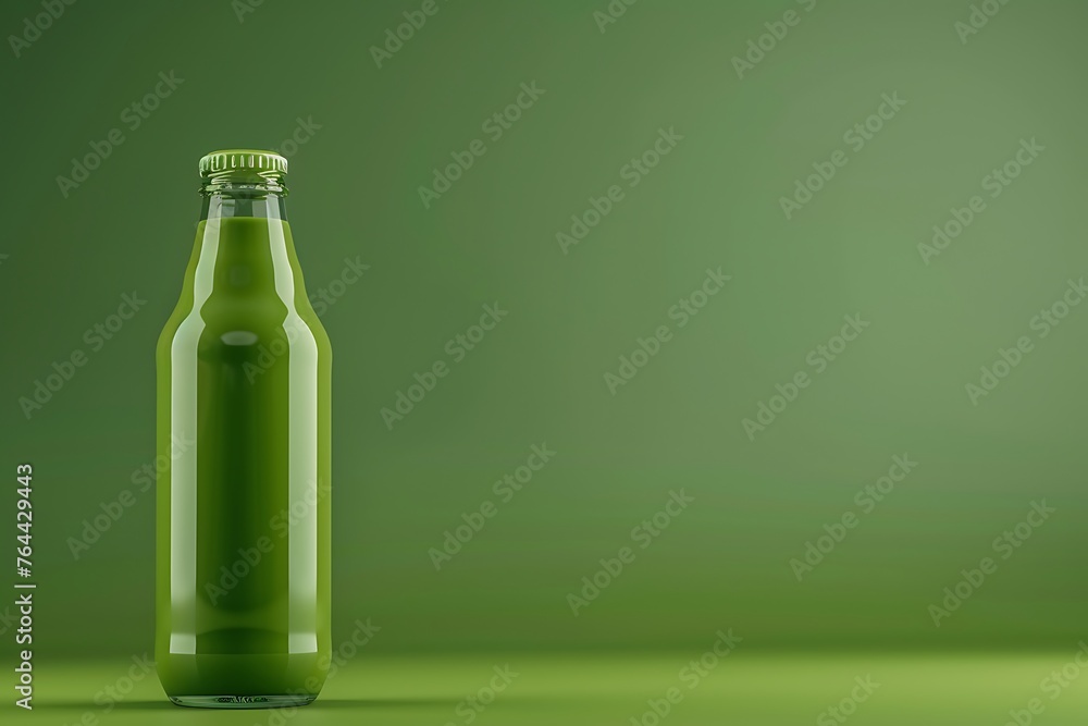 Blank glass bottle mockup on greenbackground for mockup. Blank glass bottle mockup on greenbackground for mockup.