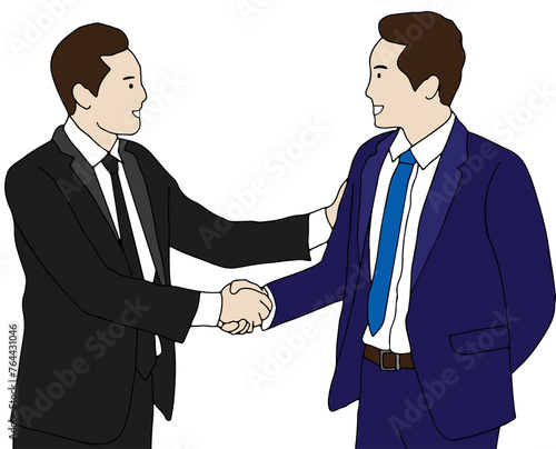 Two people shake hands as a agreement.
