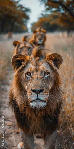 Lion Looking At Camera Lens