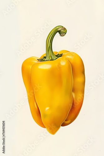 Yellow bell pepperi in colored pencil drawing style, vegetable art, Artwork for wall art illustration and home decor, digital printable wall art, wallpaper photo