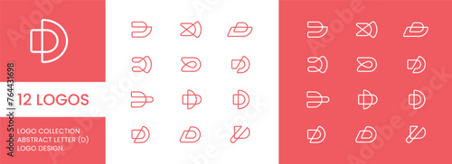Set of letter D logos. Abstract logos collection with letters. Geometrical abstract logos