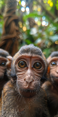Monkey Looking At Camera Lens