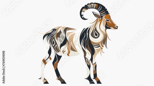 A Capricorn symbol  a sea-goat  Artistic rendering of a kudu antelope with abstract black and white patterns.