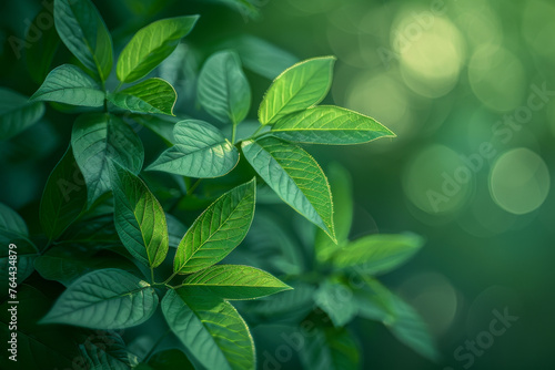 Close-up of green leaves with a blurred green background