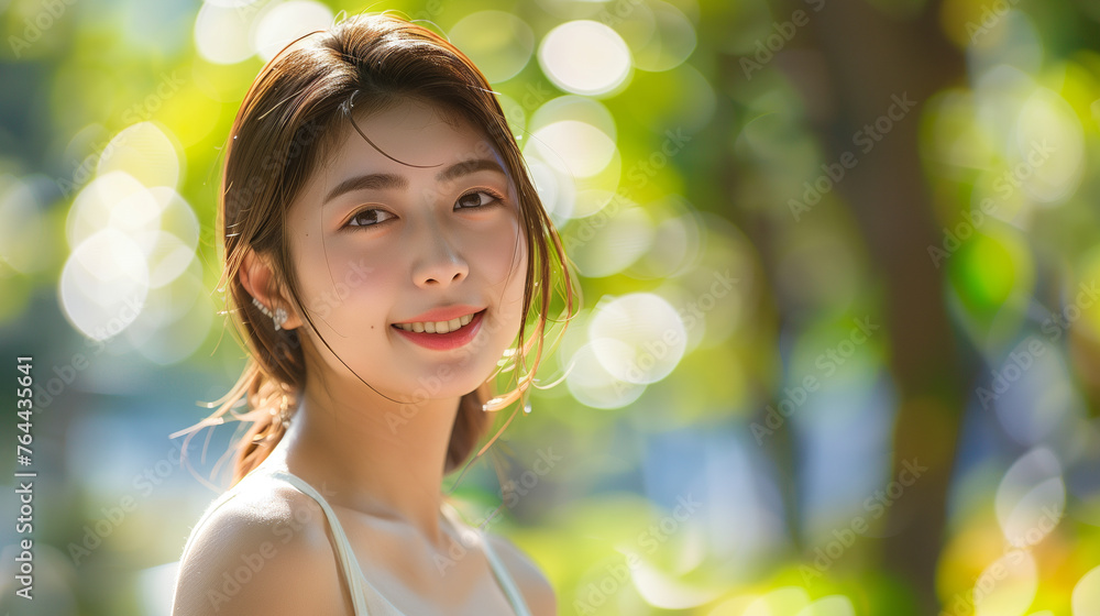 笑顔の若い女性のポートレート