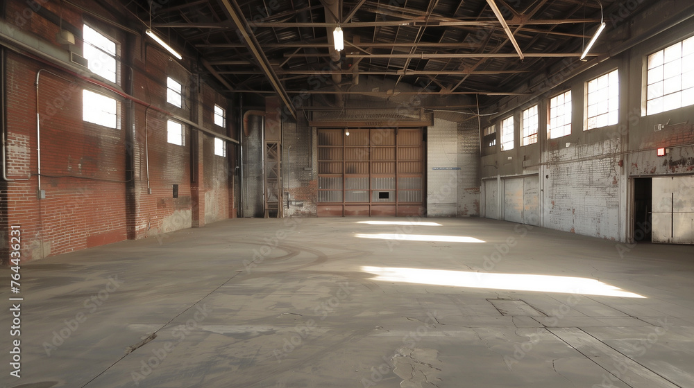 空っぽの倉庫の内観　物流イメージ