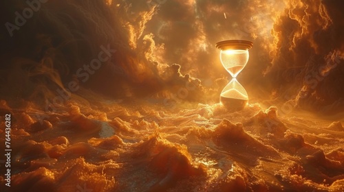 A spinning hourglass with sand running through it reminding us that time is constantly passing and nothing stays the same forever.