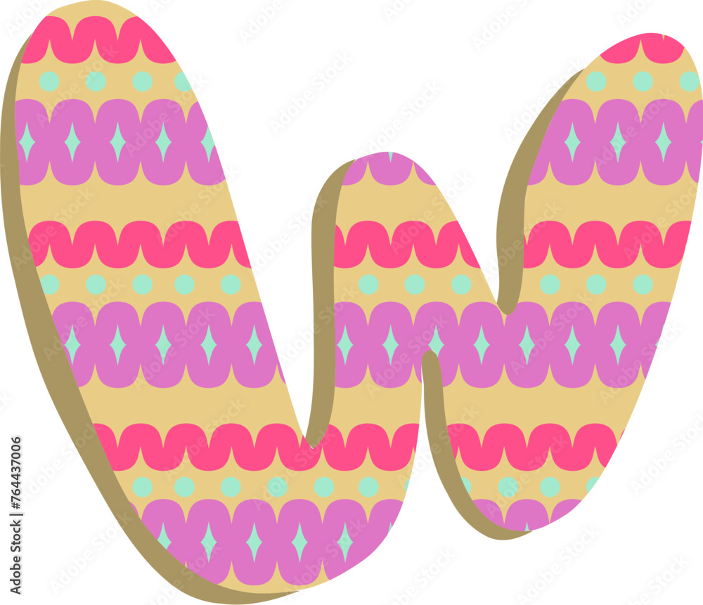 Easter Egg Pattern Letter Alphabet W