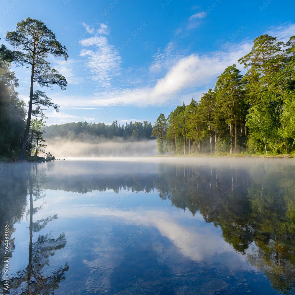 lake in the morning