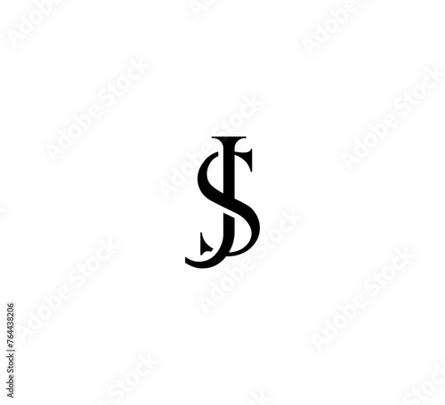 Initial Letter Logo. Logotype design. Simple Luxury Black Flat Vector SJ JS