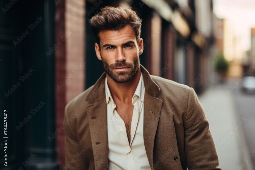 Portrait of a handsome young man outdoors. Men's beauty, fashion. Portrait of a handsome young man outdoors. Men's beauty, fashion.