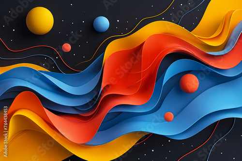 Futuristic Fluid Shapes, Bright and Colorful Abstract Design Template