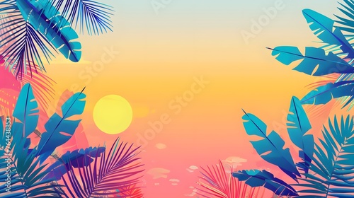 summer plants and flower background illustration
