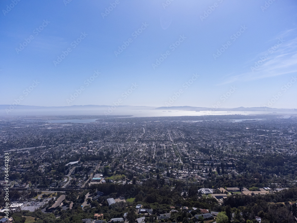 An aerial photo of Oakland, California, and the rest of the Bay Area.
