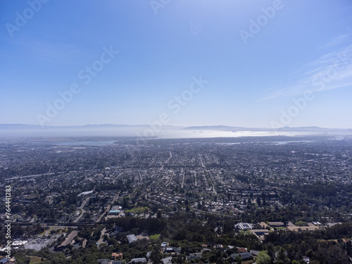 An aerial photo of Oakland, California, and the rest of the Bay Area.