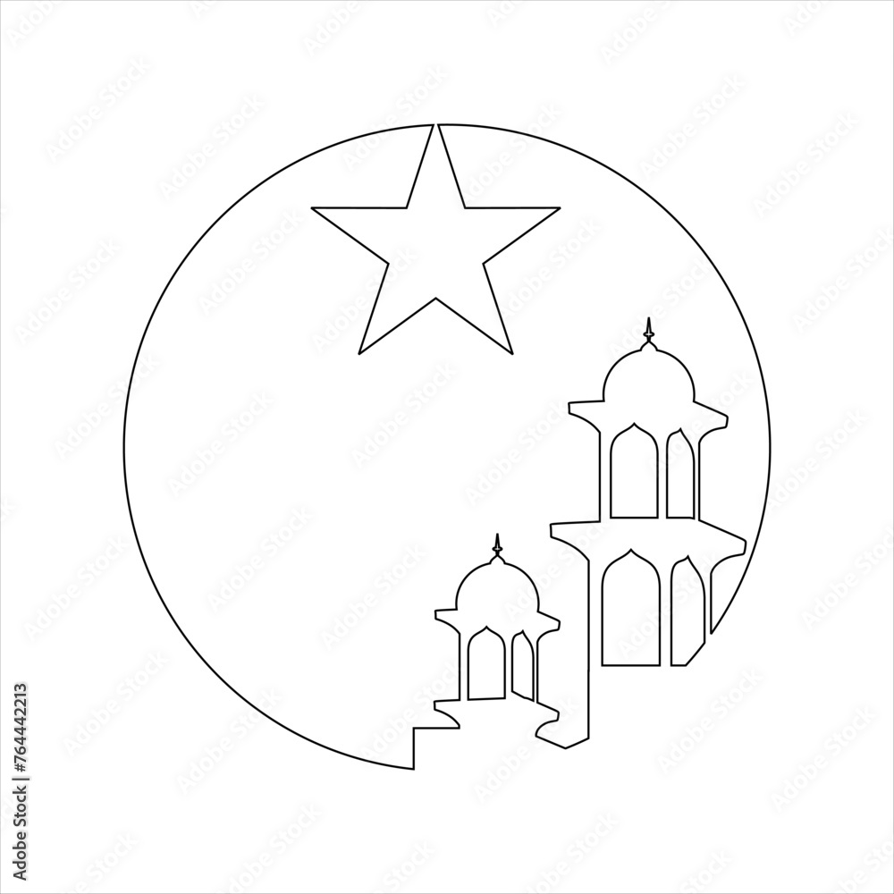 Outline mosque illustration vector element Outline mosque illustration vector element