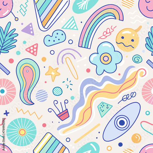 Seamless Fishes and Fun Pattern Vector Illustration