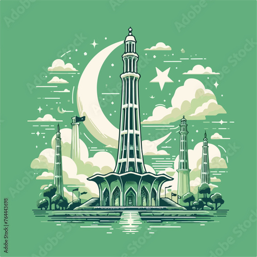 minar e pakistan silhouettes , minar e pakistan illustration , 14 august 1947 , pakistan independence , 14 august calligraphy 