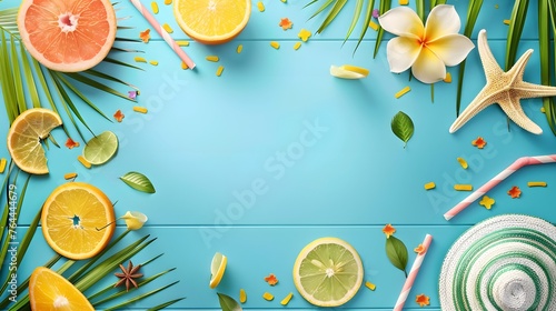 summer background with fresh drink and fruit © irawan