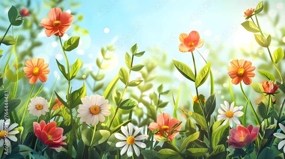 summer plants and flower background illustration