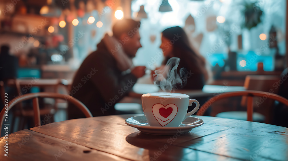 Valentine's Day date: Middle-aged spouses delight in their coffee and heartfelt conversation, creating special moments in a café.
Valentine's Day date: Middle-aged spouses delight in their coffee and heartfelt conversation, creating special moments in a café.