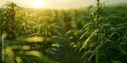 Blur green cannabis plant hemp farm ,