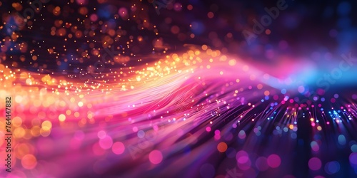 Vibrant fiber optic cables in neon colors symbolizing fast data transmission. Concept Technology  Fiber Optic Cables  Data Transmission  Neon Colors  High-Speed Connectivity