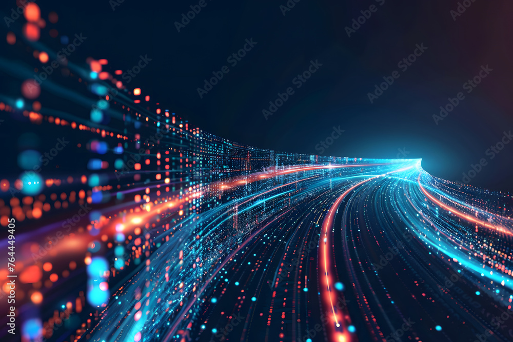 Concept design of Big Data for Presentation and Analytical Information. Abstract Illustration of High Speed Data transfer. Data Human Technology and Artificial Intelligence futuristic background