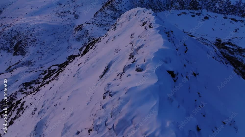 Aerial view of Norway snow mountain beautiful landscape during winter Aerial view of Norway snow mountain beautiful landscape during winter