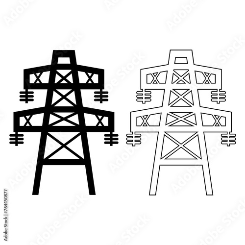 High electric tower. Graphic vector. Electricity icon suitable for info graphics, websites and print media and interfaces. Line vector icon. High voltage pylon.