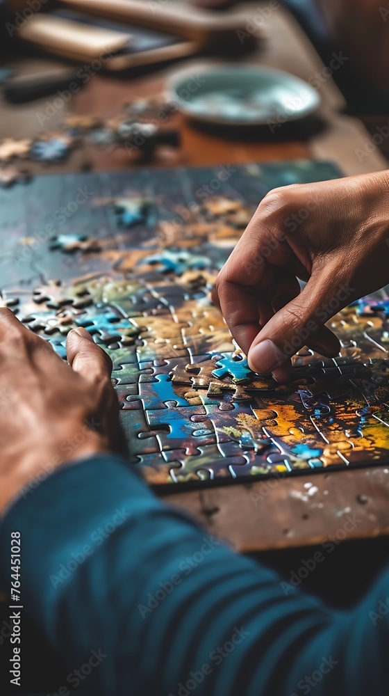 Ingenuity illustrated through puzzle-solving hands Ingenuity illustrated through puzzle-solving hands
