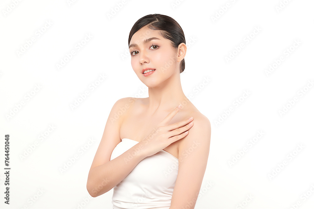Beautiful young asian woman with clean fresh skin on white background, Face care, Facial treatment, Cosmetology, beauty and spa, Asian women portrait. Beautiful young asian woman with clean fresh skin on white background, Face care, Facial treatment, Cosmetology, beauty and spa, Asian women portrait.
