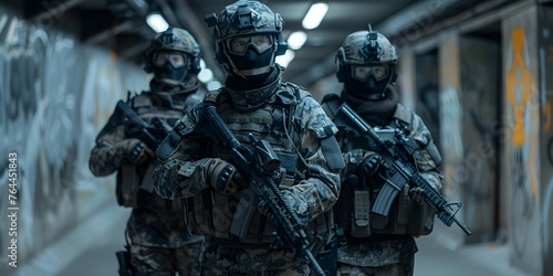 Specialized armed forces unit deployed for rapid urban crisis intervention. Concept Rapid Response Team, Urban Crisis Intervention, Highly Specialized Force, Tactical Deployment Squad © Ян Заболотний