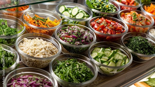 Vibrant and Nutritious Salad Bar with Colorful Marinated Vegetables Legumes and Grains Fresh and Healthy Food Concept for Restaurant or Buffet Menu