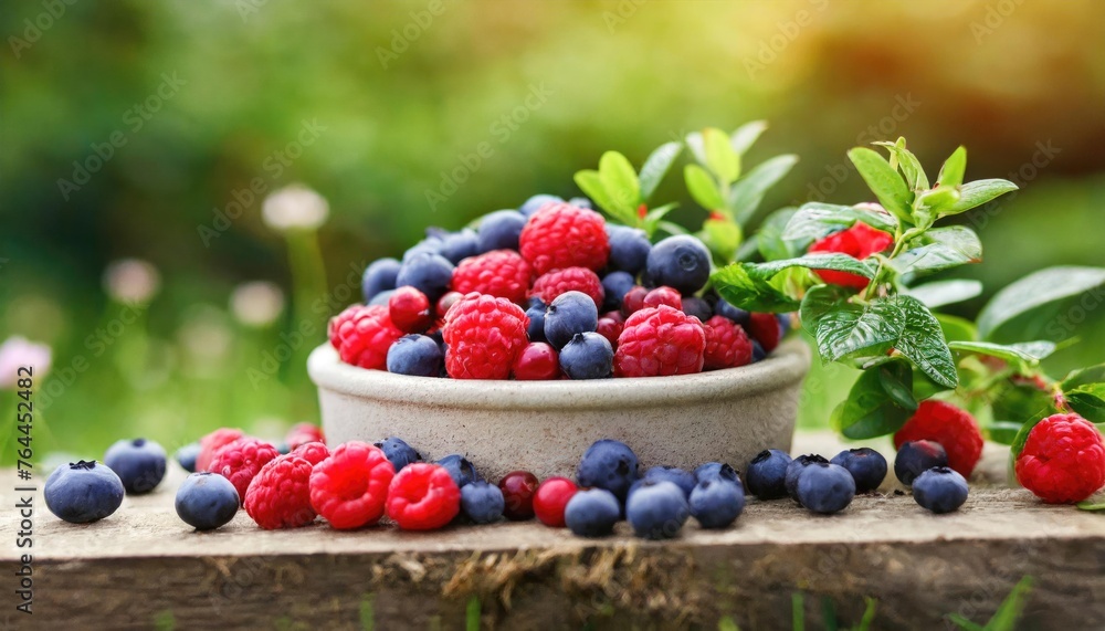 Summer Garden Freshly Picked Forest Berries Close-Up Summer Garden Freshly Picked Forest Berries Close-Up