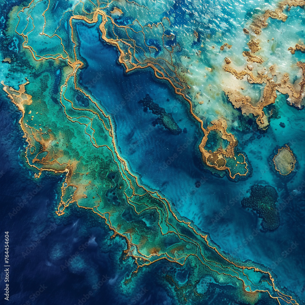 Naklejka premium The Great Barrier Reef in Australia captured from above